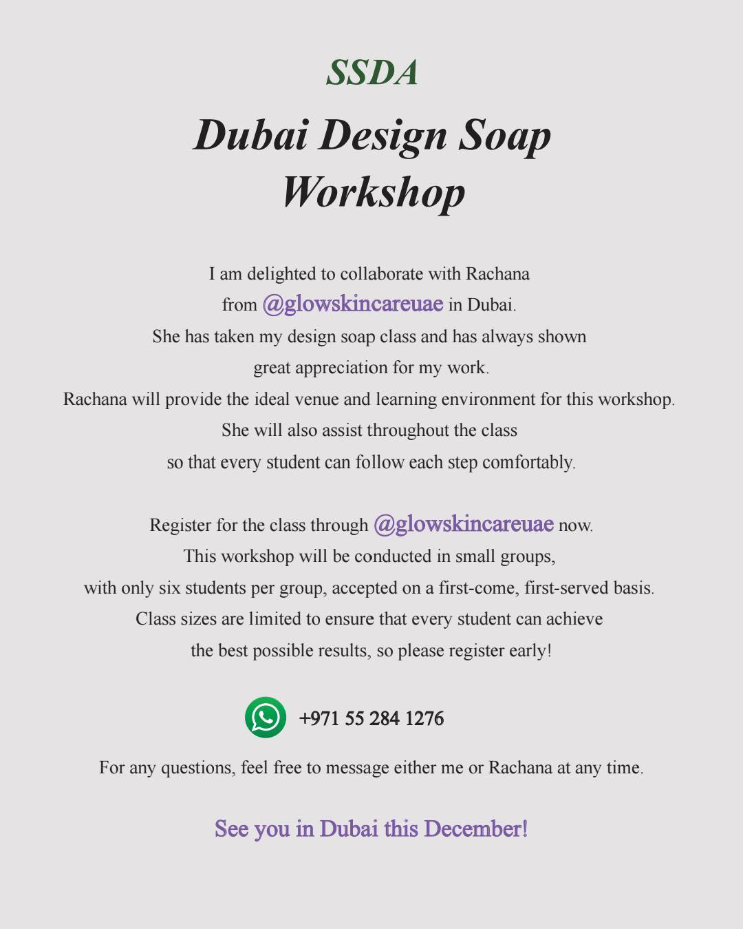 SSDA Dubai Design Soap Certificate Workshop | Professional Cold Process Soap Making Course