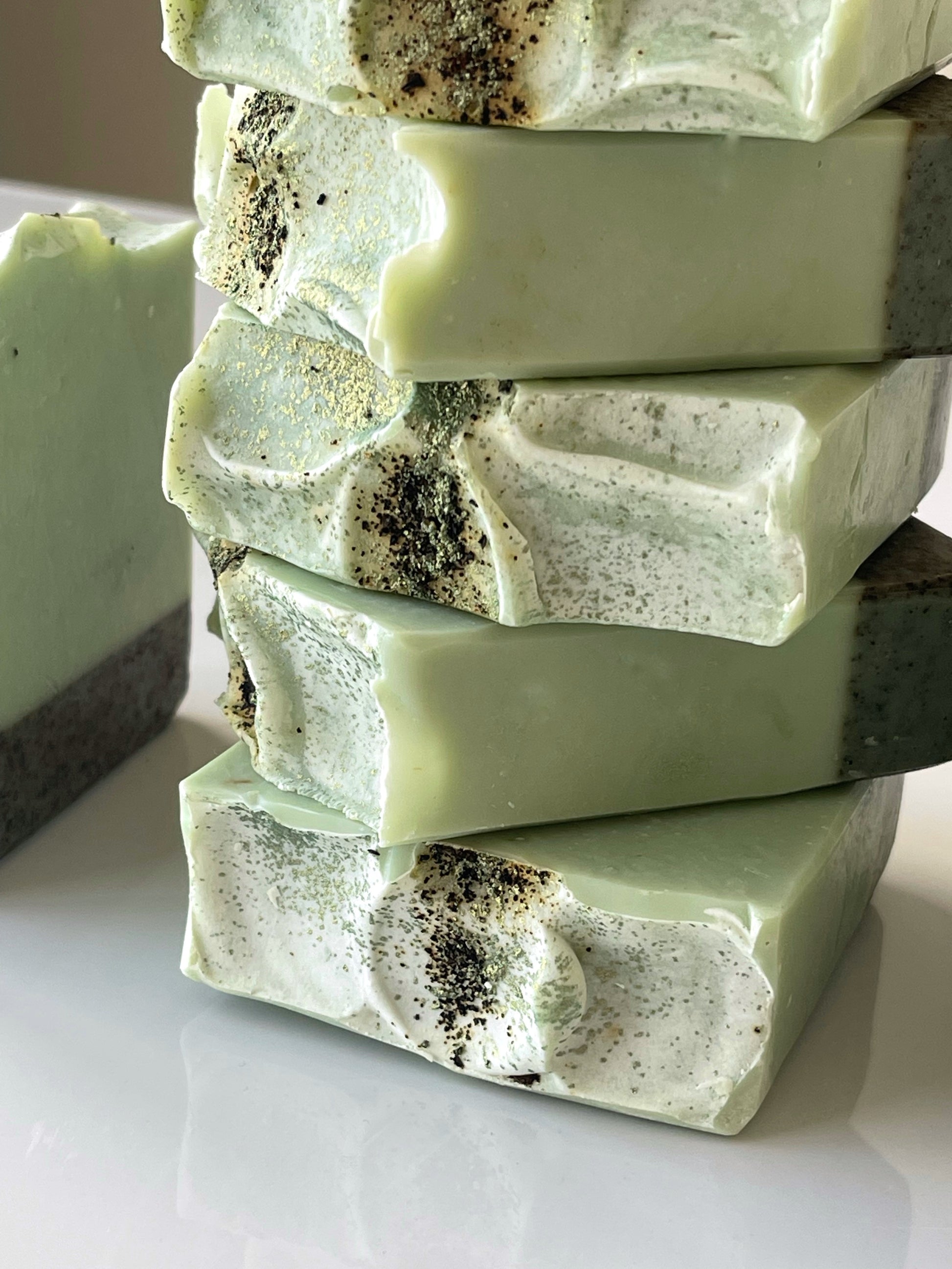 AVOCADO & GREEN TEA HANDMADE ORGANIC SOAP, CLOSE UP PACKET